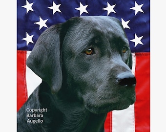 Black Lab American Flag: Labrador Lover Gift, Garden Decor 12"x18" & 28"x40"
