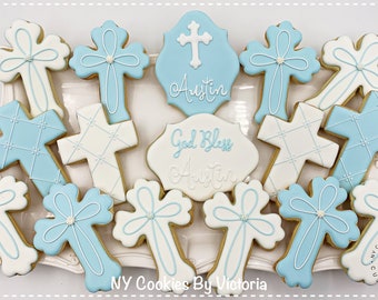 Custom First Communion Cookie Favor, Baptism Cookie Gift, Christening Cookie Gift, Confirmation Favors - Individually Wrapped