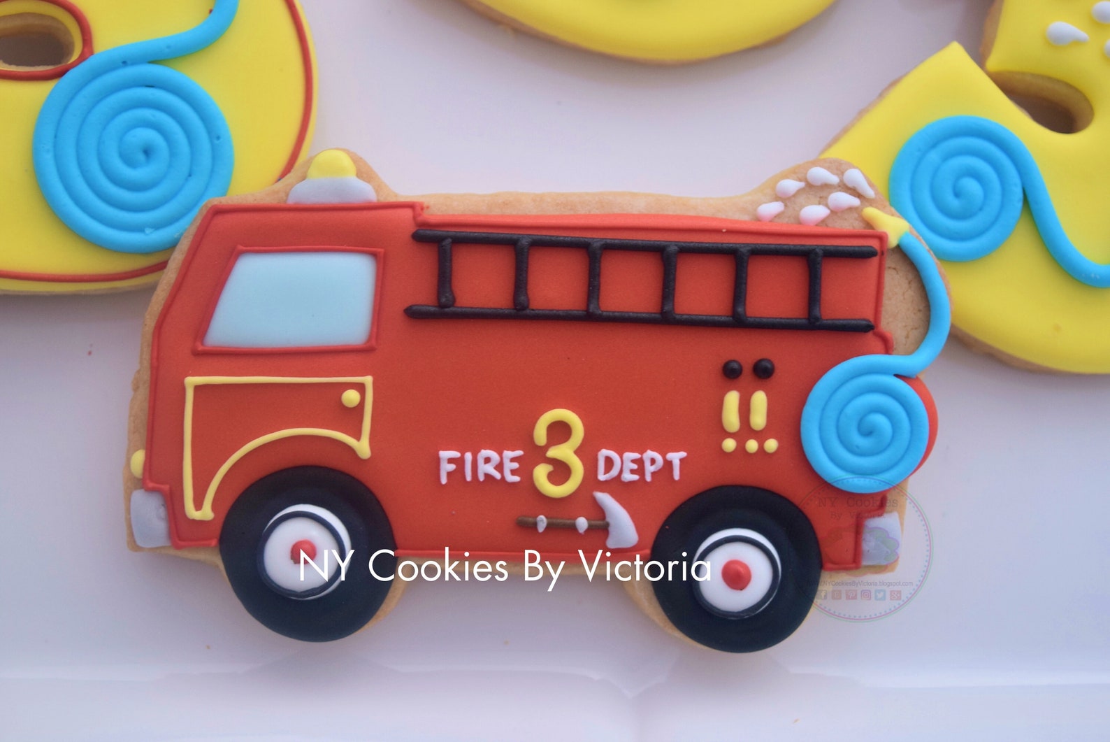 Fire Truck Theme Birthday Cookies Fire Truck Cookies Etsy