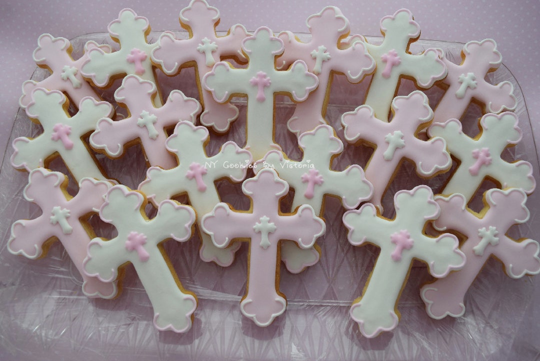 Delicious Baptism Cross Cookies, Christening Cross Gift Cookie, First