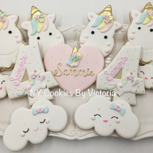 Cute Unicorn Baby Shower Cookies, Unicorn themed Birthday Cookies, Birthday Unicorn Themed Candy Table, Baby Shower Unicorn Cookies Favors image 1
