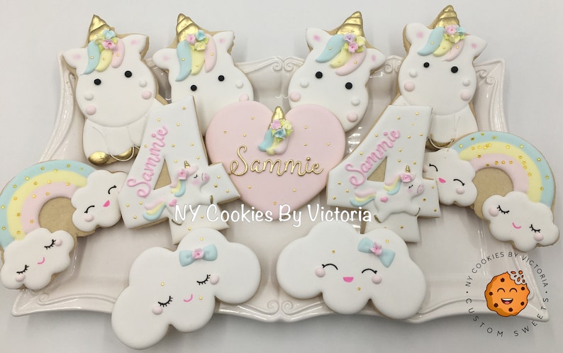 Cute Unicorn Baby Shower Cookies, Unicorn themed Birthday Cookies, Birthday Unicorn Themed Candy Table, Baby Shower Unicorn Cookies Favors image 1