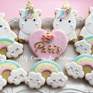 Cute Unicorn Baby Shower Cookies, Unicorn themed Birthday Cookies, Birthday Unicorn Themed Candy Table, Baby Shower Unicorn Cookies Favors image 5