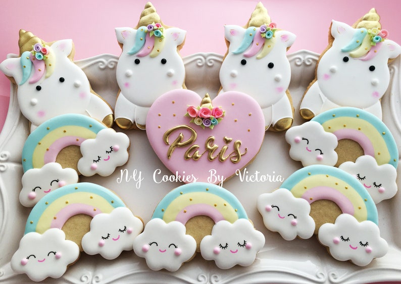 Cute Unicorn Baby Shower Cookies, Unicorn themed Birthday Cookies, Birthday Unicorn Themed Candy Table, Baby Shower Unicorn Cookies Favors image 5