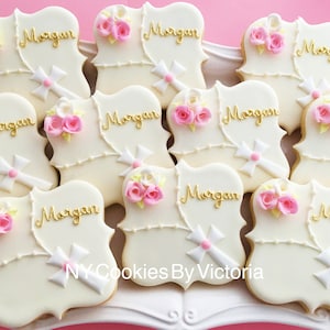 Holy Rosary Gift, Holy Rosary Cookie Favor, 1st Communion Gift, First Holy Communion Cookie, Holy Communion Rosary, First Communion Girl
