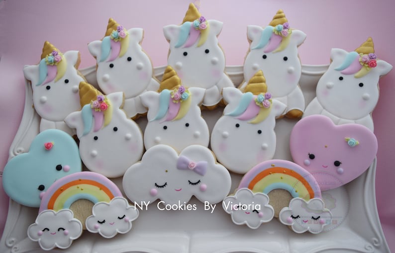 Cute Unicorn Baby Shower Cookies, Unicorn themed Birthday Cookies, Birthday Unicorn Themed Candy Table, Baby Shower Unicorn Cookies Favors image 6
