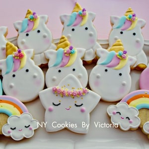 Cute Unicorn Baby Shower Cookies, Unicorn themed Birthday Cookies, Birthday Unicorn Themed Candy Table, Baby Shower Unicorn Cookies Favors image 7