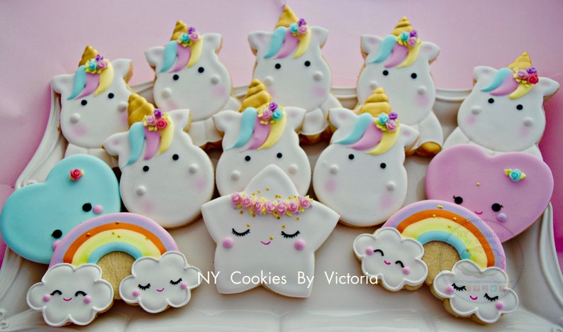 Cute Unicorn Baby Shower Cookies, Unicorn themed Birthday Cookies, Birthday Unicorn Themed Candy Table, Baby Shower Unicorn Cookies Favors image 7