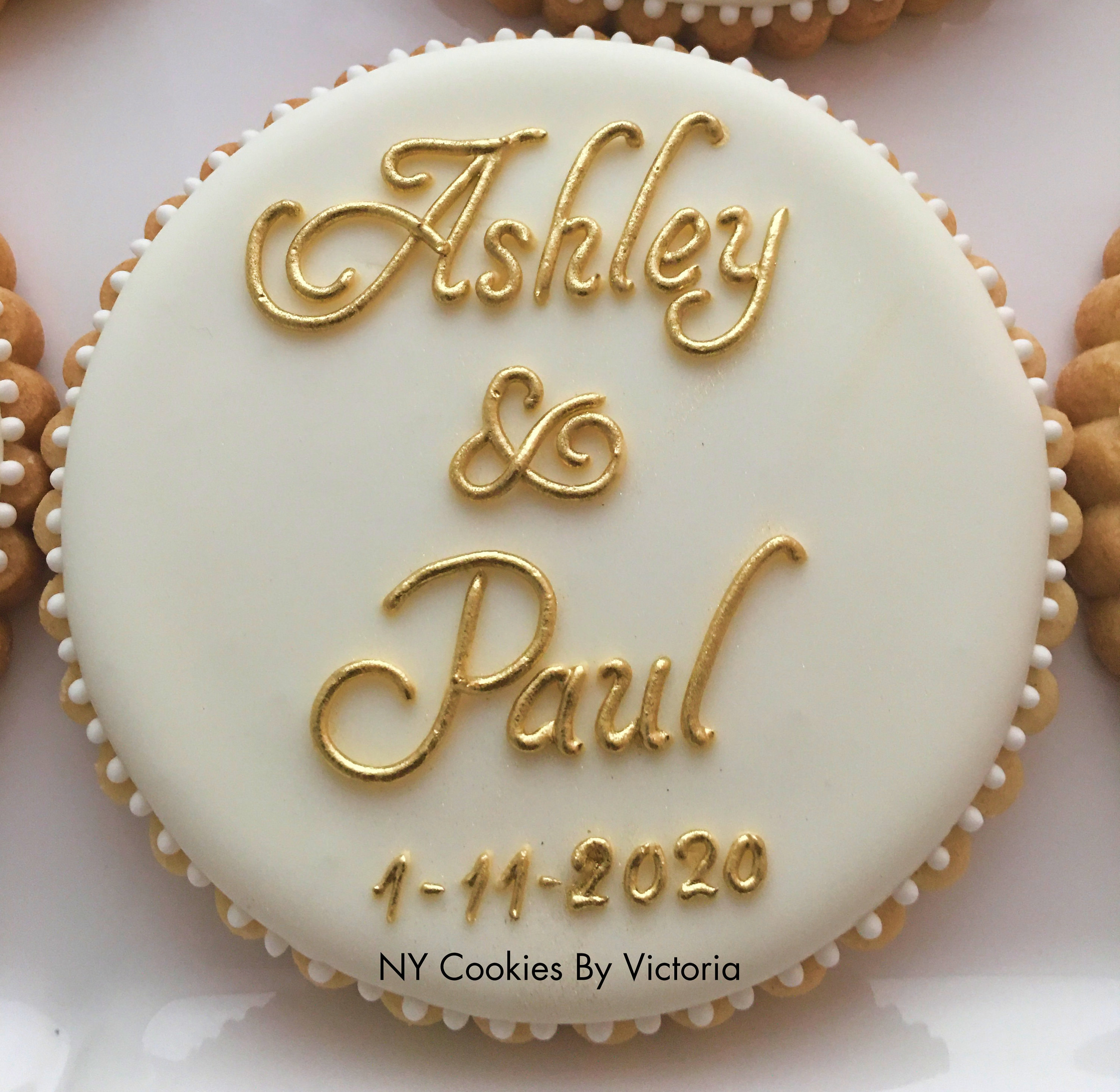 Wedding Cookie With Names or Initial in Gold or Silver Etsy