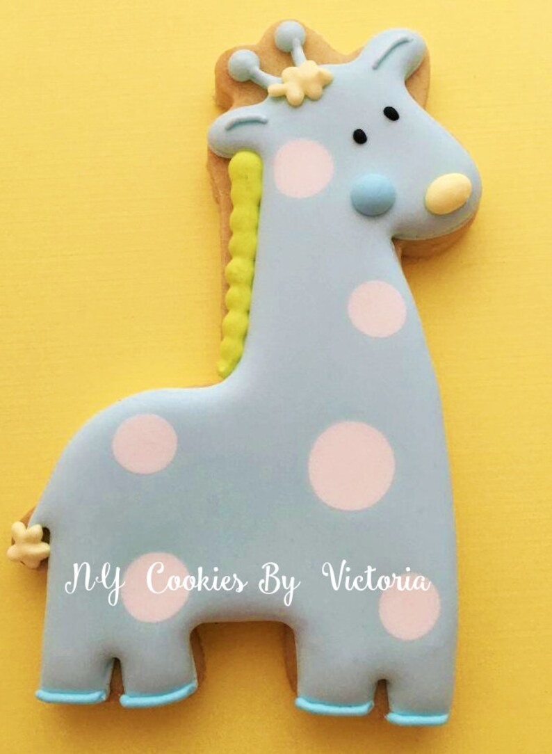 Baby Giraffe Cookie Baby Shower Cookies Favors Baby Shower Etsy