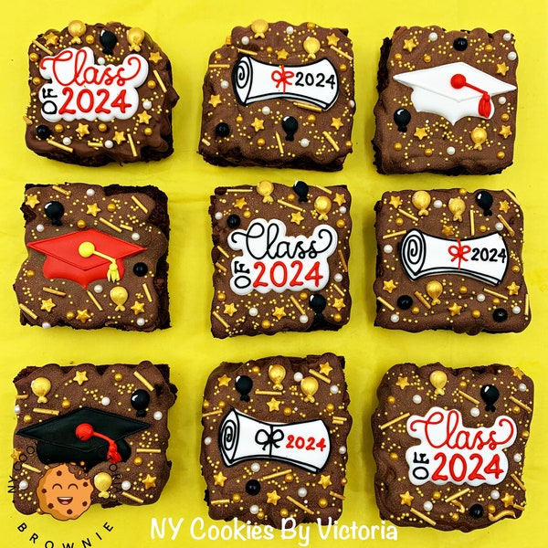 CUSTOM Fudgy Brownie "Class Of 2024" Diploma, Grad Cap; Perfect Gift  -Perfect for a Chocolate Lovers - Individually Wrapped -School Colors