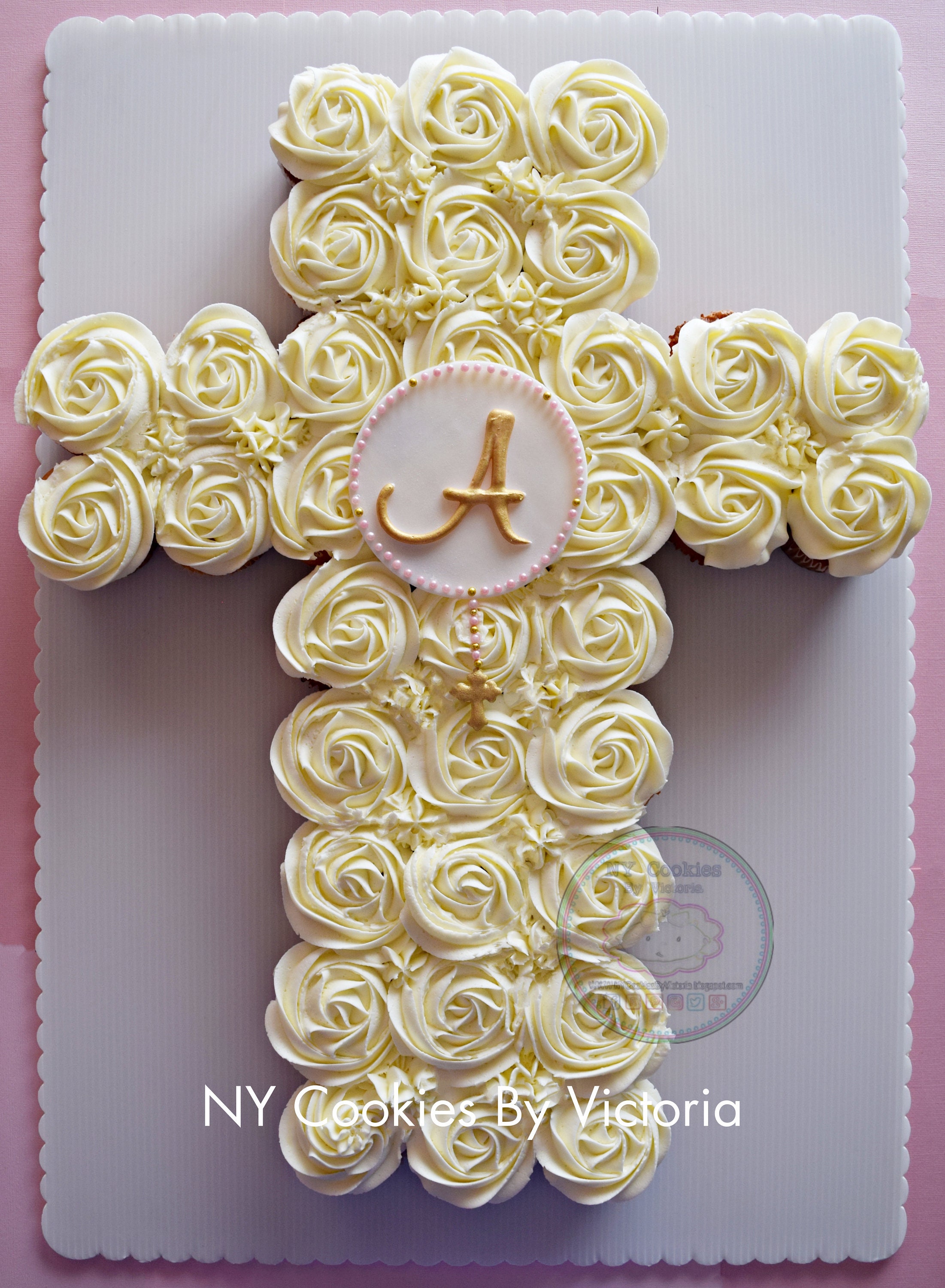 CROSS Cupcake Cake Pull Apart for Baptism First Communion Etsy