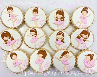 CUSTOM Ballerina Girl Cookies, Birthday Girl Gift, Ballet gift, Dancer gift ,s, Baby Ballerina with Tutu and Tiara gift