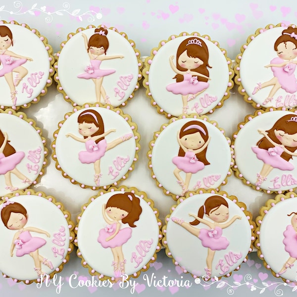 CUSTOM Ballerina Girl Cookies, Birthday Girl Gift, Ballet gift, Dancer gift ,s, Baby Ballerina with Tutu and Tiara gift