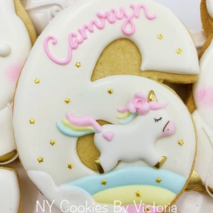 Cute Unicorn Baby Shower Cookies, Unicorn themed Birthday Cookies, Birthday Unicorn Themed Candy Table, Baby Shower Unicorn Cookies Favors image 4