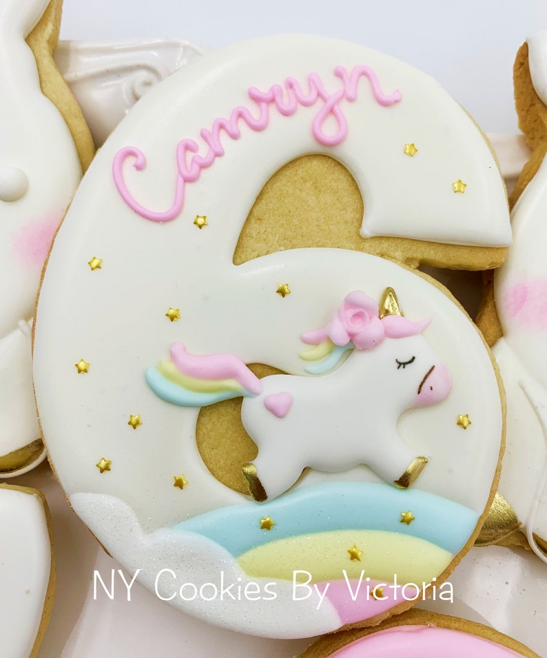 Cute Unicorn Baby Shower Cookies, Unicorn themed Birthday Cookies, Birthday Unicorn Themed Candy Table, Baby Shower Unicorn Cookies Favors image 4