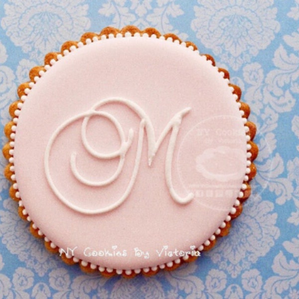 Simple and Elegant Monogram Cookie, Initial Name , Baptism Monogram Cookie, Christening Monogram Cookie, Wedding , Engagement