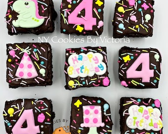 CUSTOM Fudgy "Birthday" Brownie -Nice addition on your Candy Table - Perfect for a Chocolate Lovers - Individually Wrapped -