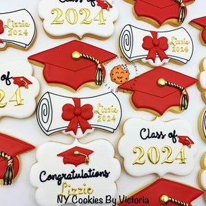 Galletas personalizadas de la clase 2025, graduación de la escuela secundaria, birrete universitario, diploma, galletas de felicitaciones (envueltas individualmente)