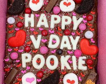 Delicious "Happy Valentine's " Fudgy Brownie "Cake" - Perfect for Chocolate Lovers -Great Gift - BE MINE; Valentine's Day Gift- I Love you