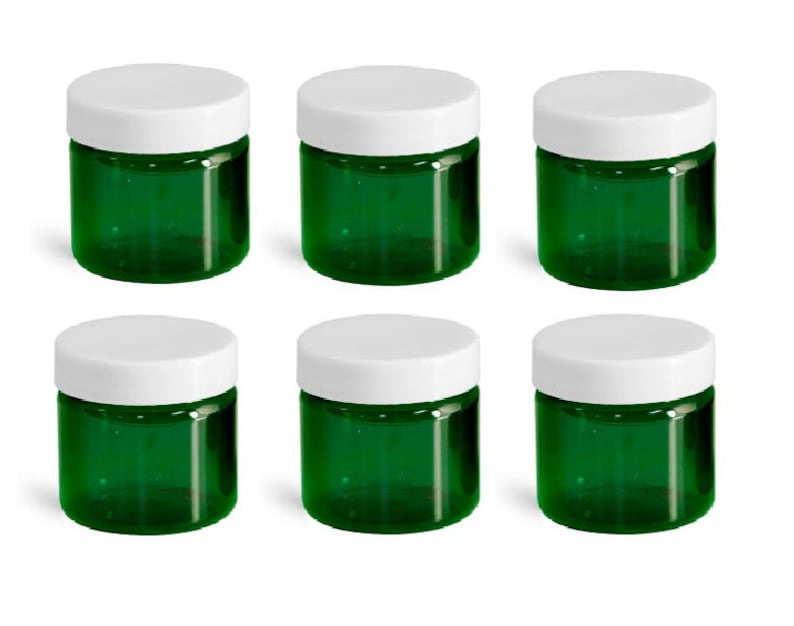 2 4 Oz or 8 Oz Empty Green Heavy Wall Plastic Jar With Choice Etsy