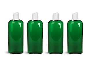 8 oz Empty Green Bottle with White Cap