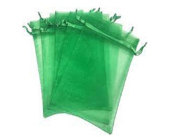 Bolsas grandes de organza verde - 6 x 9 pulgadas