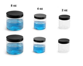 Empty Transparent Plastic Jars with Screw Cap, 2-8 oz