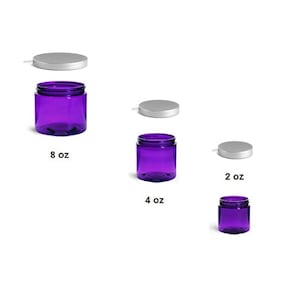 2, 4 oz or 8 oz Empty Purple Heavy Wall Plastic Jar with Choice of Cap Color