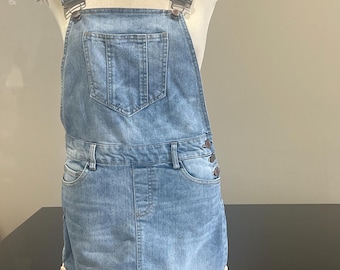 UpCycle jeans overall new look blue color with beige lace size S good condition