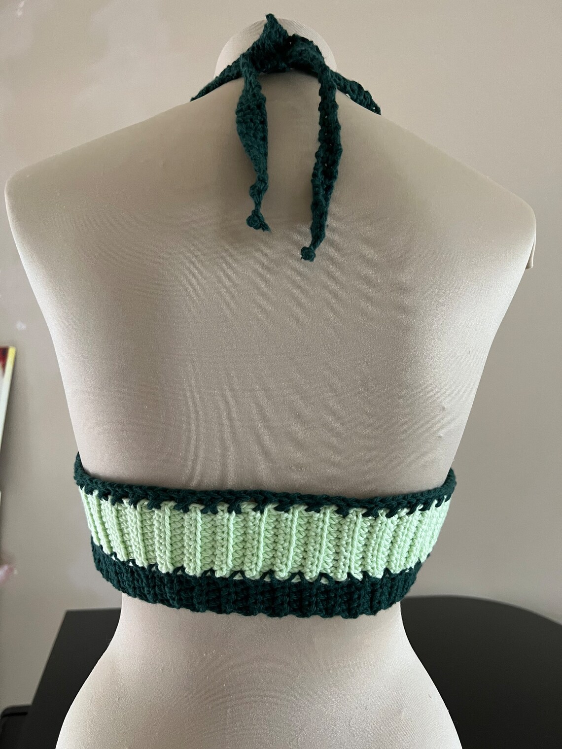 Beautiful Two-tone Emerald Green Crochet Crop Top - Etsy