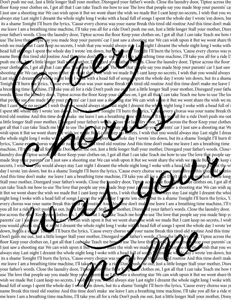 Avett Brothers Laundry Room Script Lyrics Digital Print