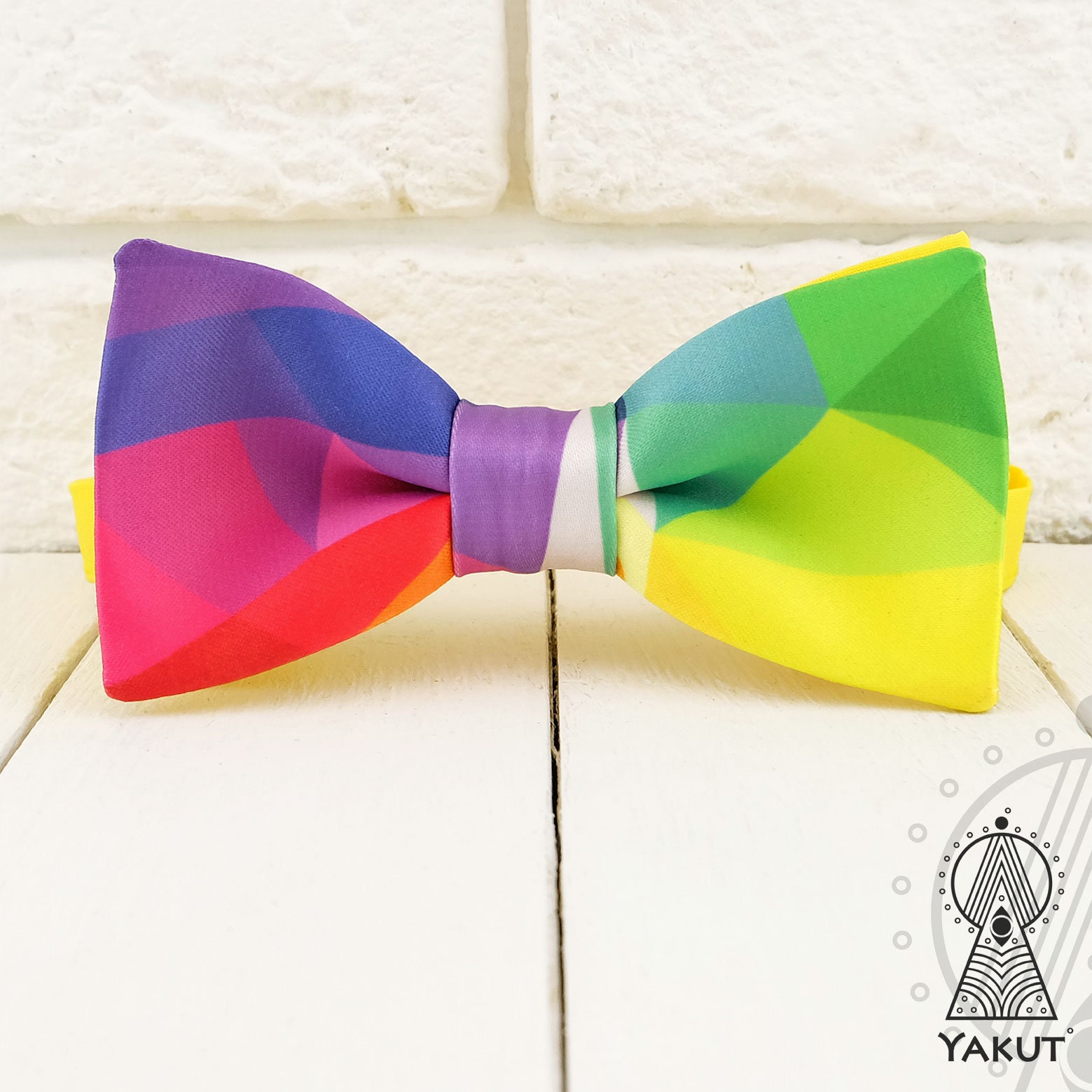 Rainbow Bow Tie Bowtie geometrical Rainbow mosaic bowtie Etsy