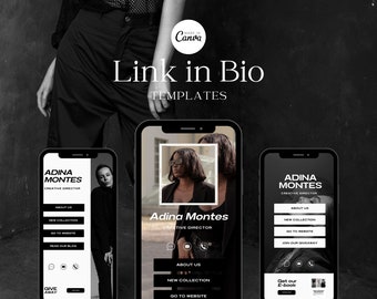 Modern link in bio templates, editable link in bio template, canva link in bio, bold landing page, linktree tik tok template, Instagram bio