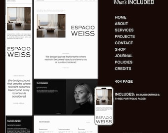 Squarespace Website Template for Interior Designers & Architects. Minimalist, Modern, Clean Layout