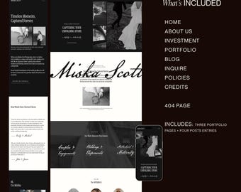 Wedding Squarespace Template for Photographers, Luxury Photography Website, Cinematic Wedding Portfolio