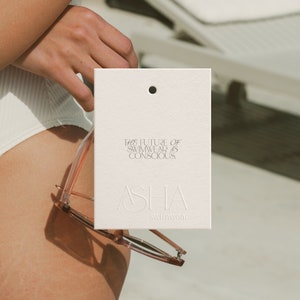custom hang tag branding and packaging design lifestyle swimwear brand