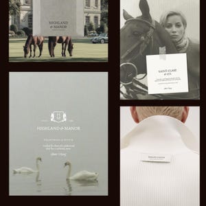May include: A collage of images featuring the Highland & Manor brand. One image shows horses grazing on a lawn, another features a woman with a horse, and a third displays swans on water. The brand's logo and text are visible.