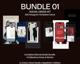 Instagram template bundle, Editorial Instagram Templates, Designers Canva pack, Fashion Brands, Stationery Mockup creatives