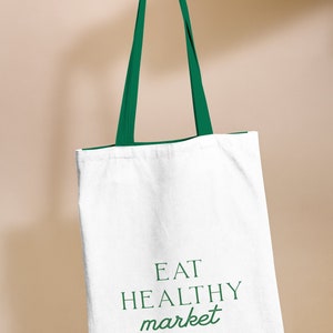 green healthy market bag design, green market logo, premade logo for a healthy or green market