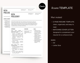 Minimalist Resume Template, Canva Tech Cover Letter