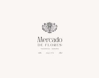 Flower market logo, spain inspiration logo, florist logo, vintage style logo, event designer logo, flower emblem logo, bistro logo, logo bar