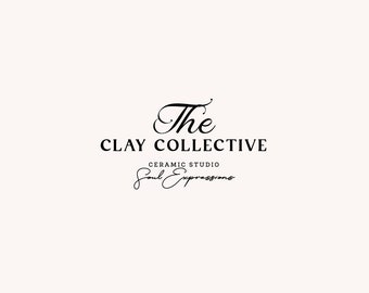 Clay ceramic logo, ceramic studio logo, premade logo, classical logo, only text logo, restaurant logo, fine art logo, french style logo