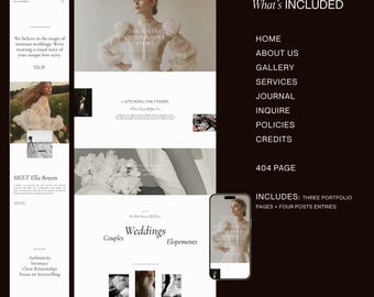 Editorial Squarespace website for Wedding Photographers, Luxury Fine Art Photography Website, High-End template