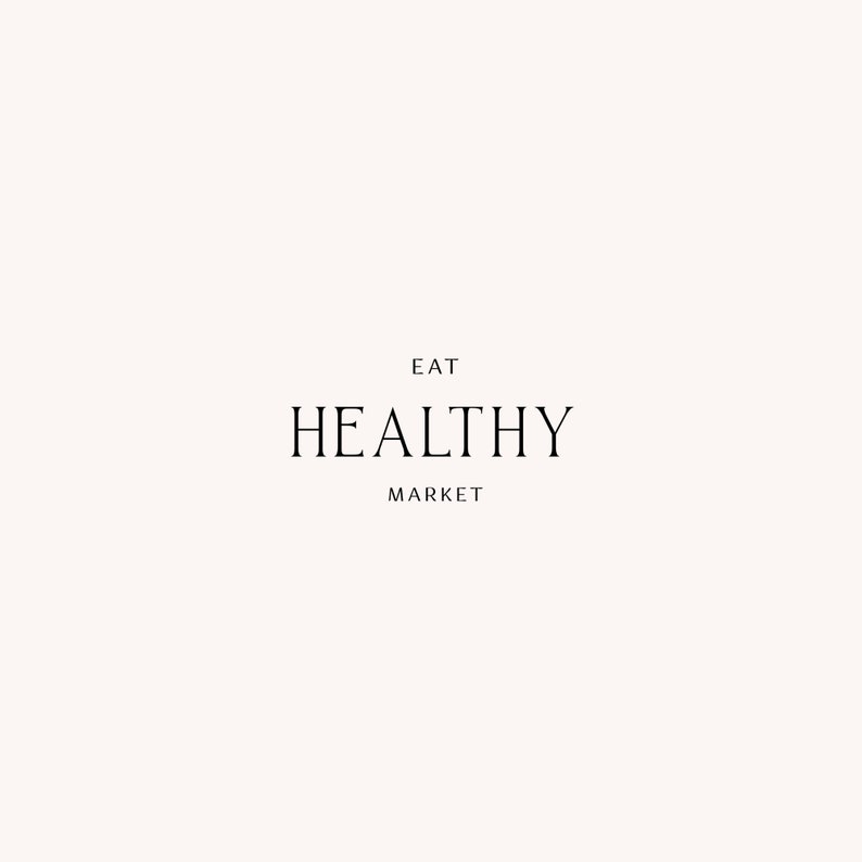 healthy market premade logo, eat healthy logo, only text logo, floral market, clean minimal logo