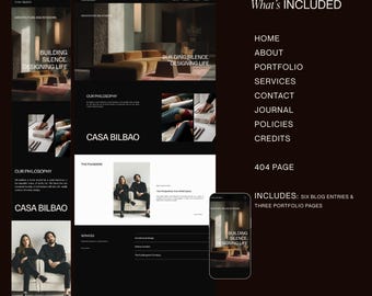 Editorial Architecture Squarespace website, Modern Interior Design Portfolio template