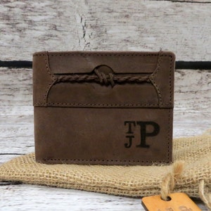 Personnalisé en cuir marron monogramme portefeuille-cadeaux pour hommes-garçons d’honneur meilleur cadeau - homme - anniversaire - anniversaire - fête des pères-UncleGift