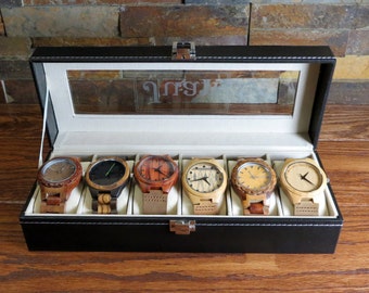 Watch Box Personalized Six Holders, Custom Monogrammed, Gifts for Men, Husband, Fathers Day, Gifts for Dad, Groomsman, Anniversary, Birthday