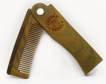 Folding Beard Comb Personalized, Engraved Gifts for Men, Fathers Day, Dad, Monogrammed Comb, Mustache Comb, Husband, Wedding, Groomsman