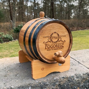 Personalized Oak Whiskey Barrel, Groomsmen Gift, Best Man, Groom Gift, Gifts for Men, Christmas, Liquor, Birthday, Father's Day, Barware image 2